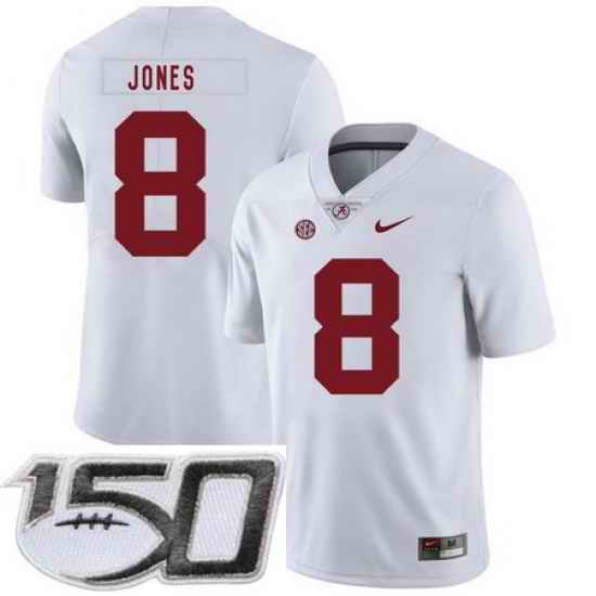 Alabama Crimson Tide 8 Julio Jones White Nike College Football Stitched 150th Anniversary Patch Jersey